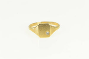 14K Diamond Squared Monogram Signet Ring Yellow Gold