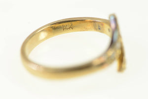 14K Art Deco Diamond Vintage Bypass Ring Yellow Gold