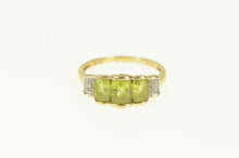 Load image into Gallery viewer, 14K Faceted Peridot Diamond Statement Ring Yellow Gold