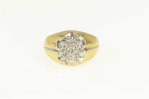 14K 1960's Diamond Cluster Statement Ring Yellow Gold