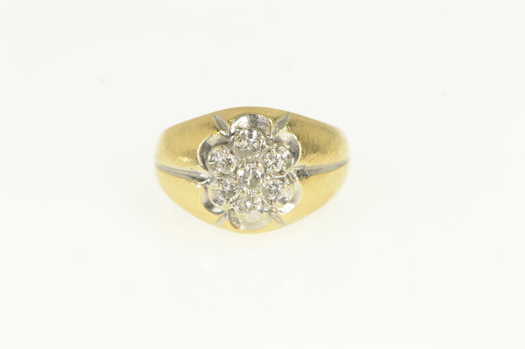 14K 1960's Diamond Cluster Statement Ring Yellow Gold