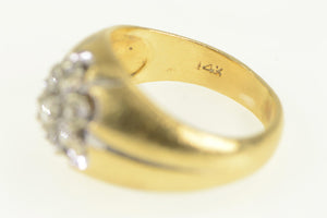 14K 1960's Diamond Cluster Statement Ring Yellow Gold