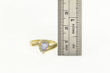 Load image into Gallery viewer, 14K Pear Cut Tanzanite Diamond Halo Ring Yellow Gold