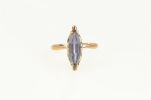 14K 1950's Marquise Amethyst Vintage Navette Ring Yellow Gold