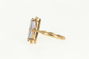 14K 1950's Marquise Amethyst Vintage Navette Ring Yellow Gold