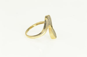14K Diamond Inset Vintage Freeform Wave Ring Yellow Gold