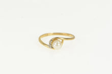 Load image into Gallery viewer, 14K Diamond Pearl Vintage Bypass Ring Yellow Gold