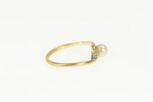 Load image into Gallery viewer, 14K Diamond Pearl Vintage Bypass Ring Yellow Gold