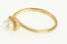 Load image into Gallery viewer, 14K Diamond Pearl Vintage Bypass Ring Yellow Gold