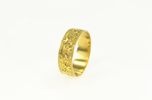 14K 6.1mm Ornate Scroll Vine Pattern Band Ring Yellow Gold
