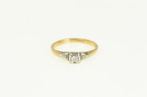 14K 1940's Diamond Classic Promise Ring Yellow Gold