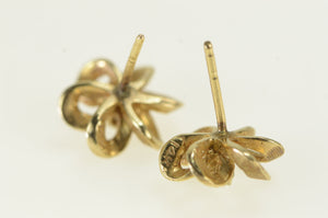 14K 1960's Diamond Pearl Twist Spiral Stud Earrings Yellow Gold