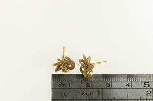 14K 1960's Diamond Pearl Twist Spiral Stud Earrings Yellow Gold