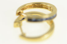 Load image into Gallery viewer, 14K 14.6mm Vintage Sapphire Hoop Earrings Yellow Gold