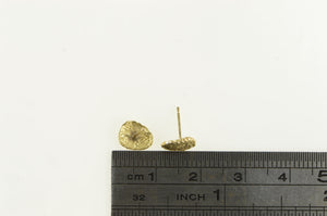 14K Scallop Sea Shell Ocean Motif Stud Earrings Yellow Gold