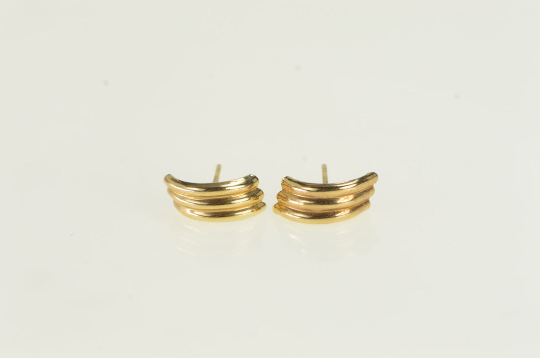 14K Retro Curved Vintage Statement Stud Earrings Yellow Gold