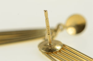 14K Vintage Geometric Dangle Fringe Earrings Yellow Gold