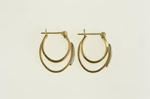 14K Diamond 19.4mm Layered Oval Hoop Earrings Yellow Gold