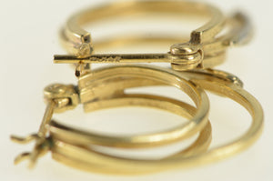 14K Diamond 19.4mm Layered Oval Hoop Earrings Yellow Gold