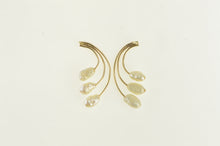 Load image into Gallery viewer, 14K Curved Pearl Fringe Drop Statement Earrings Yellow Gold