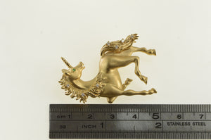 14K Diamond Unicorn Emerald Aurante Pin/Brooch Yellow Gold