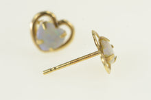 Load image into Gallery viewer, 14K Heart Opal Vintage Love Symbol Stud Earrings Yellow Gold