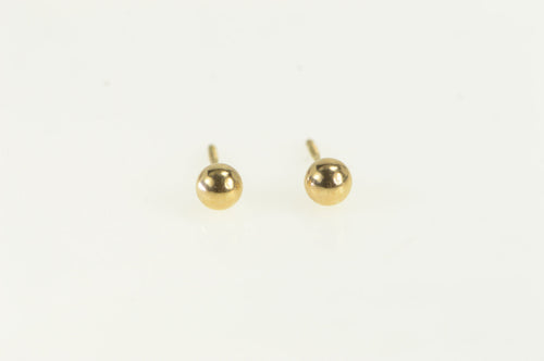 14K 4.0mm Vintage Round Ball Sphere Stud Earrings Yellow Gold