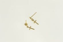 Load image into Gallery viewer, 14K Cross Christian Faith Symbol Dangle Earrings Yellow Gold