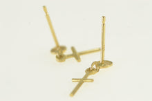 Load image into Gallery viewer, 14K Cross Christian Faith Symbol Dangle Earrings Yellow Gold