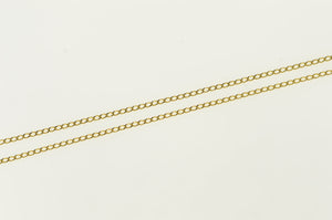 14K 1.0mm Curb Chain Classic Link Necklace 17.75" Yellow Gold