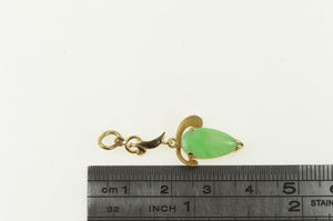 14K Victorian Jadeite Tear Drop Dangle Pendant Yellow Gold