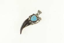 Load image into Gallery viewer, Sterling Silver Native American Turquoise Coral Claw Pendant