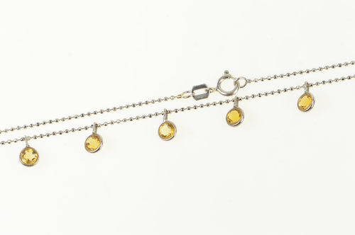 14K Citrine Fringe Chain Ball Link Chain Necklace 16.25