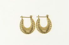 Load image into Gallery viewer, 14K Puffy Scalloped Vintage Oval Hoop Earrings Yellow Gold