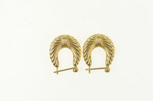 Load image into Gallery viewer, 14K Puffy Scalloped Vintage Oval Hoop Earrings Yellow Gold