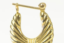 Load image into Gallery viewer, 14K Puffy Scalloped Vintage Oval Hoop Earrings Yellow Gold