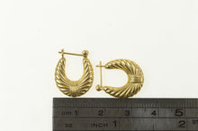 Load image into Gallery viewer, 14K Puffy Scalloped Vintage Oval Hoop Earrings Yellow Gold