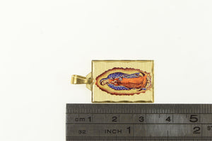 14K Holographic Virgin Mary Christian Pendant Yellow Gold
