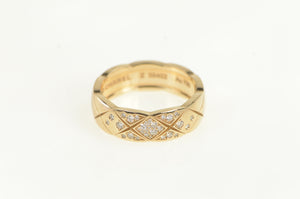 18K Chanel Coco Crush Diamond Checkered Ring Yellow Gold