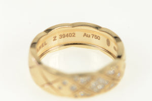 18K Chanel Coco Crush Diamond Checkered Ring Yellow Gold