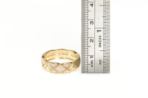 18K Chanel Coco Crush Diamond Checkered Ring Yellow Gold