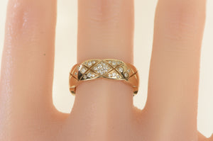 18K Chanel Coco Crush Diamond Checkered Ring Yellow Gold