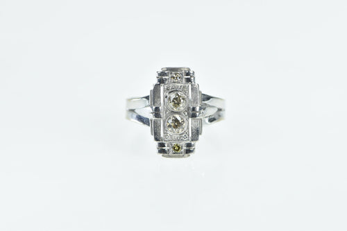 14K Art Deco OEC Diamond Engagement Ring White Gold