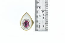 Load image into Gallery viewer, 14K Rubellite Mother of Pearl Diamond Planchette Ring Yellow Gold