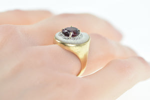 14K Rubellite Mother of Pearl Diamond Planchette Ring Yellow Gold