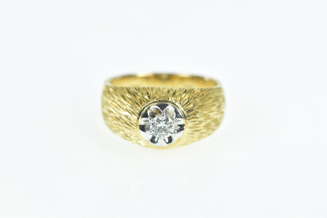 14K 0.20 Ct Retro Grooved Vintage Statement Ring Yellow Gold