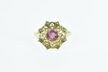 Load image into Gallery viewer, 10K Vintage Tourmaline Citrine Round Cluster Ring Yellow Gold