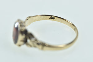 10K Victorian Garnet Ornate Scroll Statement Ring Yellow Gold