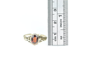 10K Victorian Garnet Ornate Scroll Statement Ring Yellow Gold