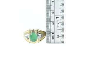 10K Emerald Diamond Vintage Statement Ring Yellow Gold